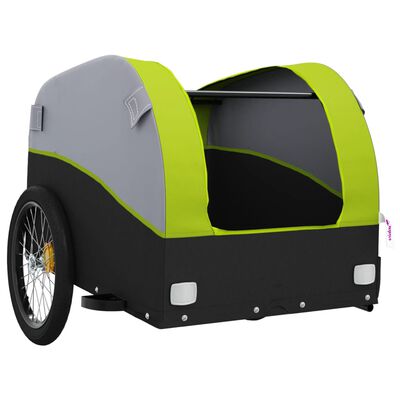 vidaXL Rimorchio da Bici Nero e Verde 45 kg in Ferro