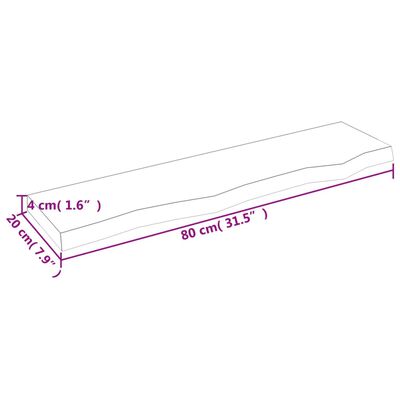 vidaXL Ripiano Muro Marrone Chiaro 80x20x4 cm Massello Rovere Trattato