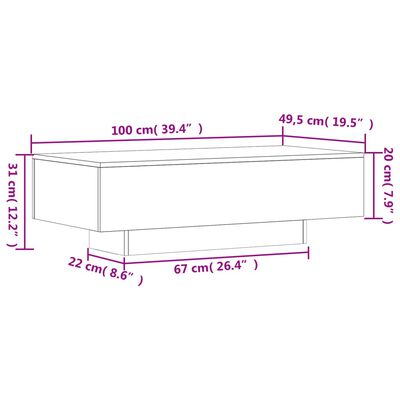 vidaXL Tavolino Salotto Bianco Lucido 100x49,5x31 cm Legno Multistrato