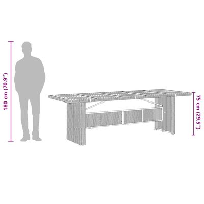 vidaXL Tavolo da Giardino Piano in Vetro Grigio 240x90x75cm Polyrattan