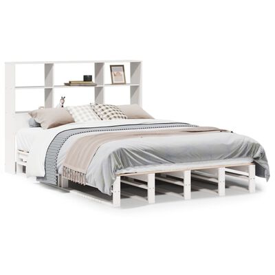 vidaXL Letto Libreria senza Materasso Bianco 120x190 cm Legno Massello