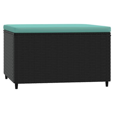 vidaXL Poggiapiedi da Giardino con Cuscini in Polyrattan Nero