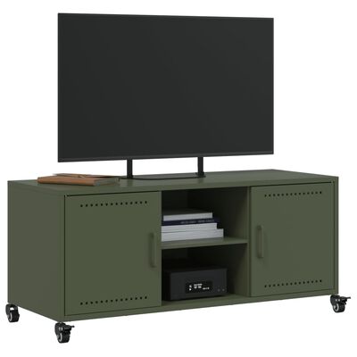 vidaXL Mobile TV Verde Oliva 100,5x39x43,5 cm in Acciaio