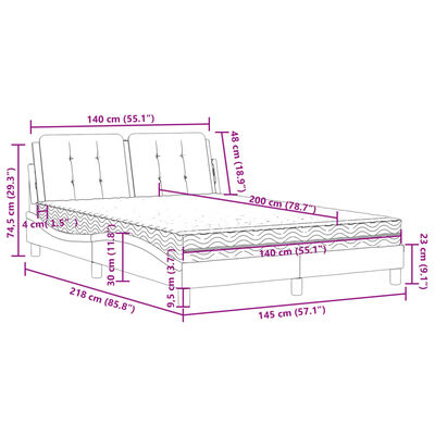 vidaXL Letto con Materasso Marrone 140x200cm in Similpelle