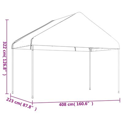 vidaXL Gazebo con Tetto Bianco 13,38x4,08x3,22 m in Polietilene