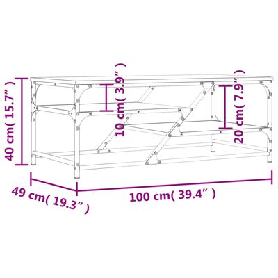 vidaXL Tavolino Salotto Rovere Marrone 100x49x40 cm Legno Multistrato