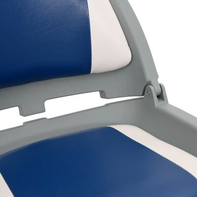 vidaXL Set Sedile per Barca Pieghevole 4pz con Cuscino Blu-Bianco