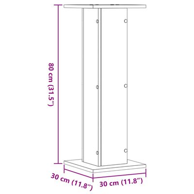 vidaXL Supporti per Piante 2 pz Legno Vecchio 30x30x80 cm Truciolato