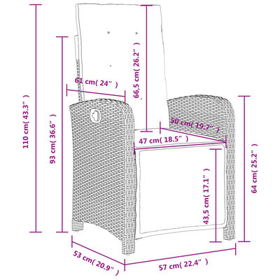 vidaXL Sedie da Giardino Reclinabili 2 pz con Poggiapiedi Polyrattan