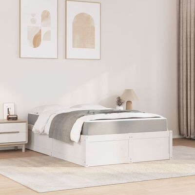 vidaXL Letto con Materasso Bianco 120x200 cm in Legno Massello di Pino