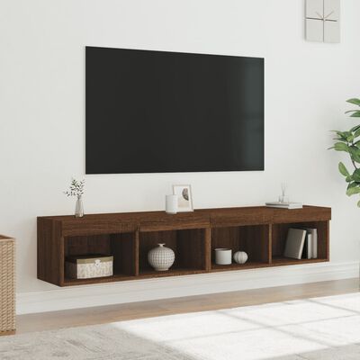 vidaXL Mobili Porta TV con Luci LED 2 pz Rovere Marrone 80x30x30 cm