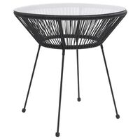 vidaXL Tavolo da Pranzo per Giardino Nero Ø70x74 cm in Rattan e Vetro