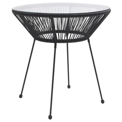 vidaXL Tavolo da Pranzo per Giardino Nero Ø70x74 cm in Rattan e Vetro