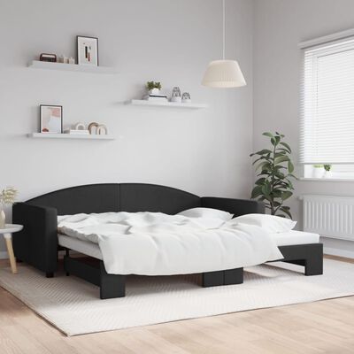 vidaXL Divano Letto con Letto Estraibile Nero 100x200 cm in Tessuto