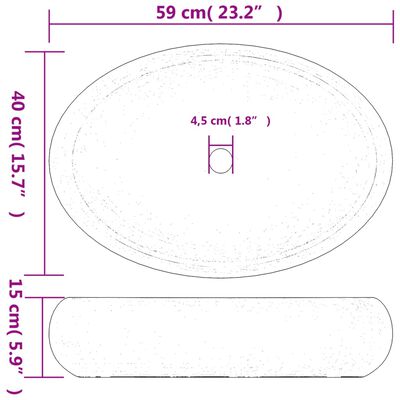 vidaXL Lavabo da Appoggio Verde e Marrone Ovale 59x40x15 cm Ceramica