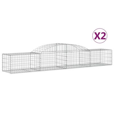 vidaXL Cesti Gabbioni ad Arco 2 pz 300x50x40/60 cm Ferro Zincato