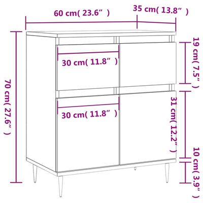 vidaXL Credenza Grigio Sonoma 60x35x70 cm in Legno Multistrato