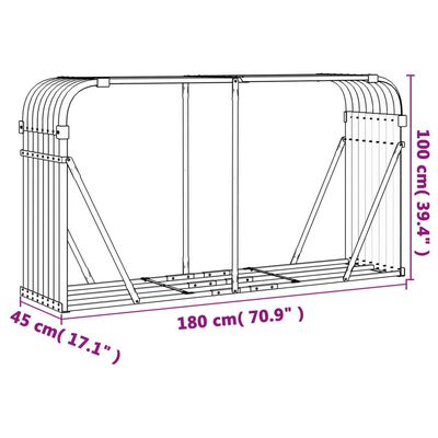 vidaXL Portaceppi Antracite 180x45x100 cm in Acciaio Zincato