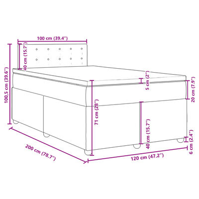 vidaXL Giroletto a Molle con Materasso Tortora 120x200 cm in Tessuto