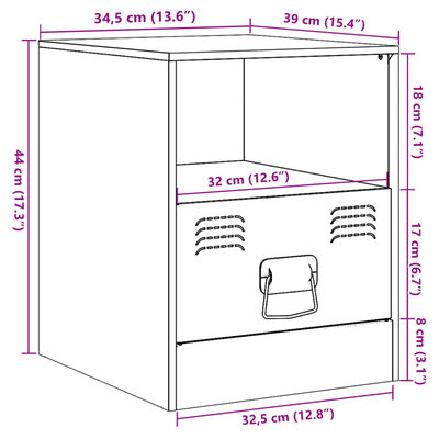 vidaXL Comodino Rosa 34,5x39x44 cm in Acciaio