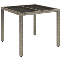 vidaXL Tavolo da Giardino Piano in Vetro Grigio 90x90x75 cm Polyrattan