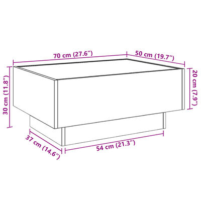 vidaXL Tavolino Salotto con LED Rovere Sonoma 70x50x30 cm Multistrato