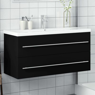 vidaXL Mobile da Bagno con Lavabo Integrato Nero