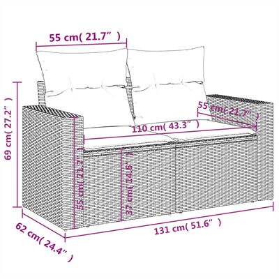 vidaXL Set Divano da Giardino 9 pz con Cuscini Grigio in Polyrattan