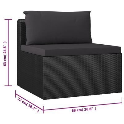 vidaXL Set Divani da Giardino 9 pz con Cuscini in Polyrattan Nero