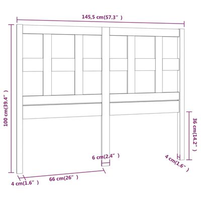 vidaXL Testiera per Letto Marrone ambra 145,5x4x100cm in Pino Massello