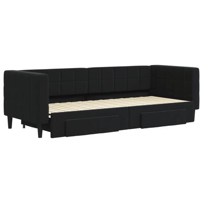 vidaXL Divano Letto Estraibile con Cassetti Nero 80x200 cm in Velluto