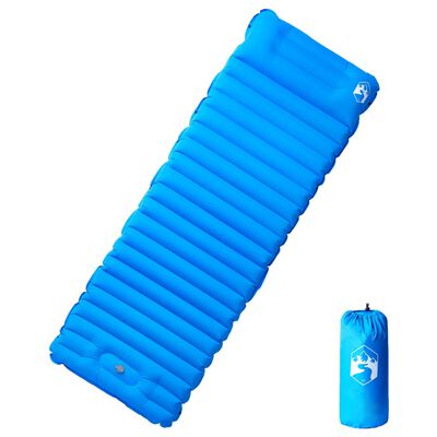 vidaXL Materasso da Campeggio Autogonfiabile con Cuscini 1 Persona Blu