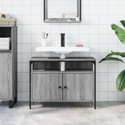 vidaXL Mobile Lavabo Bagno Grigio Sonoma 80x30x60 cm Legno Multistrato