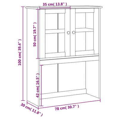 vidaXL Piano Comò VIGO 78x30x100 cm in Legno Massello di Pino