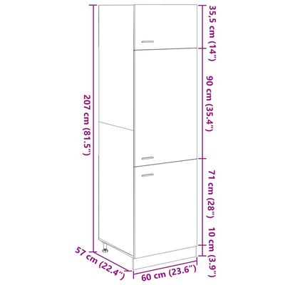 vidaXL Mobile per Frigo Rovere Sonoma 60x57x207 cm Legno Multistrato