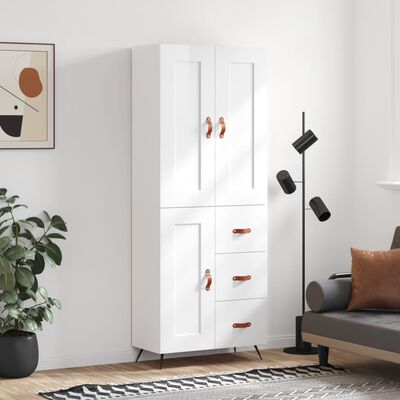 vidaXL Credenza Bianco Lucido 69,5x34x180 cm in Legno Multistrato