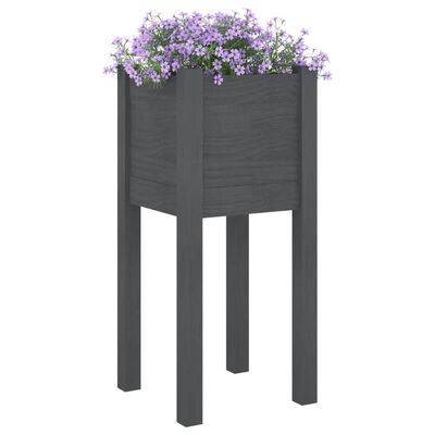 vidaXL Fioriera da Giardino Grigie 31x31x70 cm Legno Massello di Pino