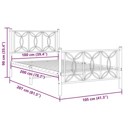 vidaXL Giroletto con Testiera e Pediera Metallo Bianco 100x200 cm