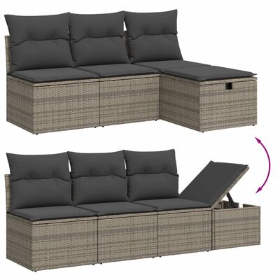 vidaXL Set Divani da Giardino 7 pz con Cuscini Grigio in Polyrattan