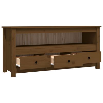 vidaXL Mobile Porta TV ambra 114x35x52 cm in Legno Massello di Pino