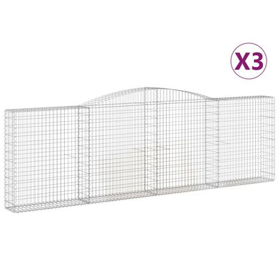 vidaXL Cesti Gabbioni ad Arco 3 pz 400x30x120/140 cm Ferro Zincato