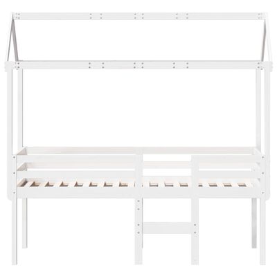 vidaXL Letto a Soppalco con Tetto Bianco 75x190 cm in Legno di Pino