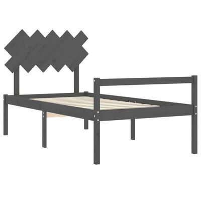 vidaXL Letto per Anziani con Testiera Grigio 100x200 cm Legno Massello