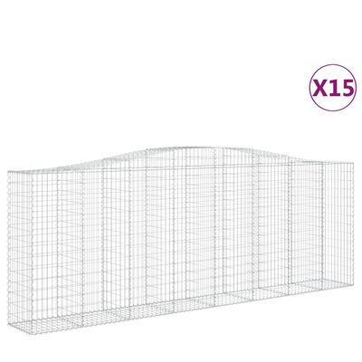 vidaXL Cesti Gabbioni ad Arco 15 pz 400x50x140/160 cm Ferro Zincato