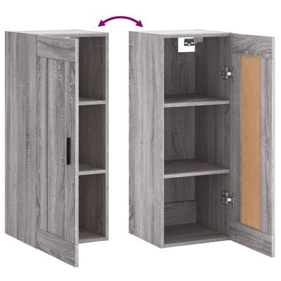 vidaXL Mobile a Parete Grigio Sonoma 34,5x34x90 cm Legno Multistrato