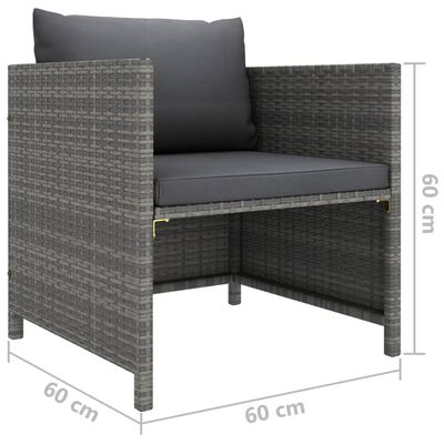 vidaXL Set Divani da Giardino 7 pz con Cuscini in Polyrattan Grigio