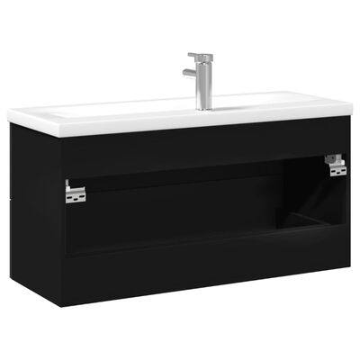 vidaXL Mobile da Bagno con Lavabo Integrato Nero