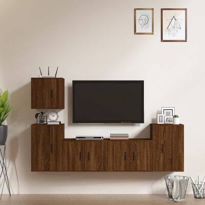 vidaXL Set Mobili Porta TV 5 pz Rovere Marrone in Legno Multistrato