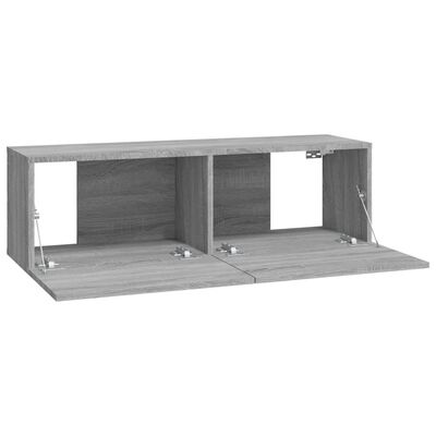 vidaXL Mobili TV Muro 2pz Grigio Sonoma 100x30x30 cm Legno Multistrato