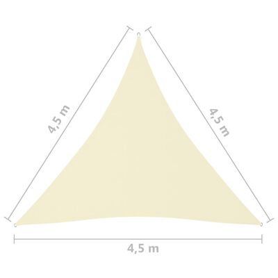 vidaXL Parasole a Vela Oxford Triangolare 4,5x4,5x4,5 m Crema